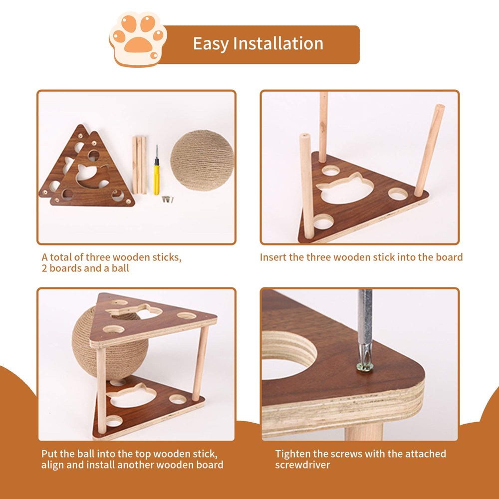 ROZKITCH Cat Scratcher Toy, Natural Sisal Cat Scratching Ball Wood Base, Durable Scratching Ball for Indoor Cats and Kittens, Interactive Solid Wood Scratcher Pet Toy Animals & Pet Supplies > Pet Supplies > Cat Supplies > Cat Toys ROZKITCH