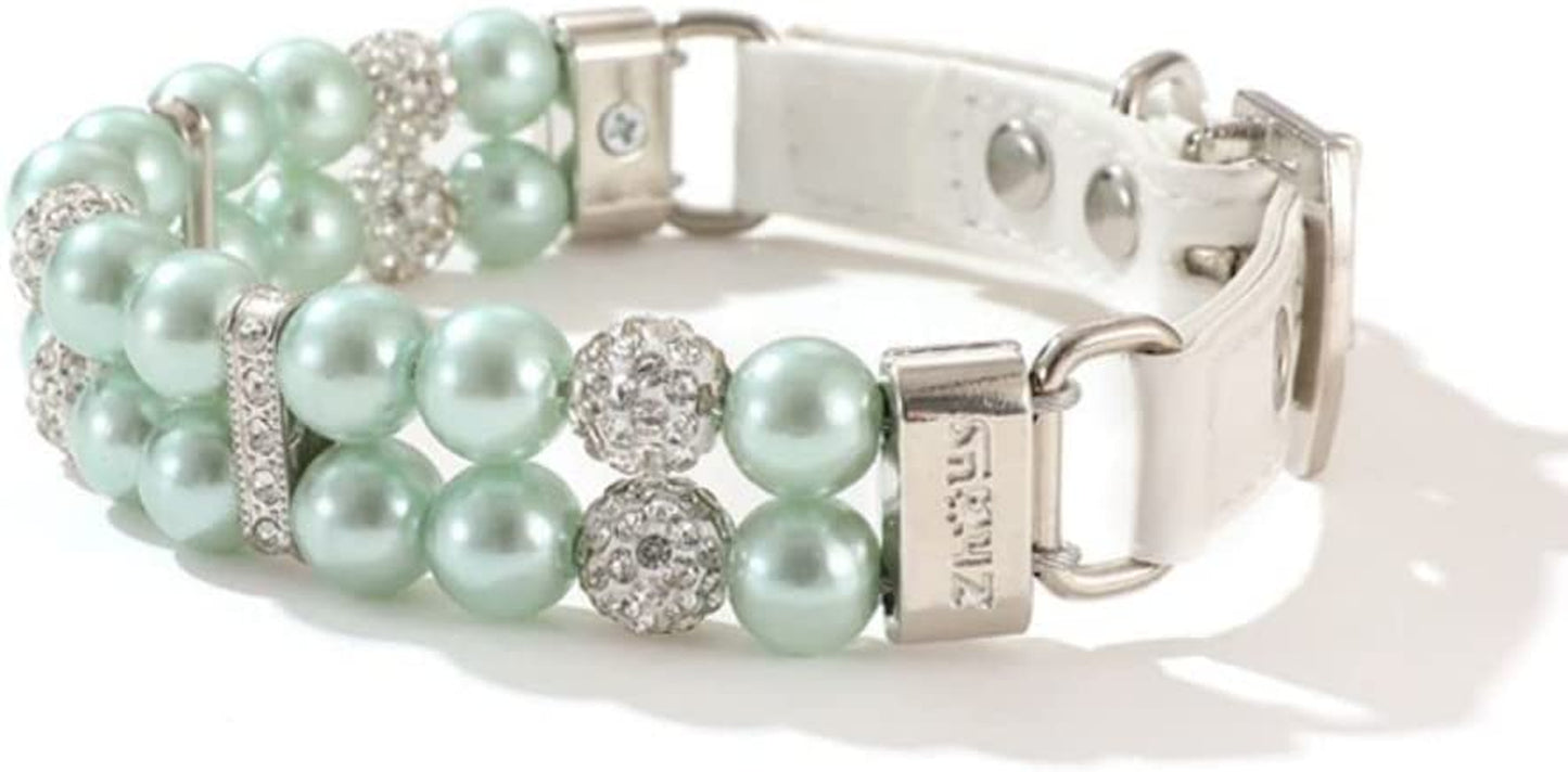 Cat Necklace 1PC Pet Collar Artificial Pearls Rhinestone Dog Collar for Cat Necklace Adjustable Pet Choker for Dog Cat Pet Accessories(S,Pink) Animals & Pet Supplies > Pet Supplies > Dog Supplies > Dog Apparel generic green L