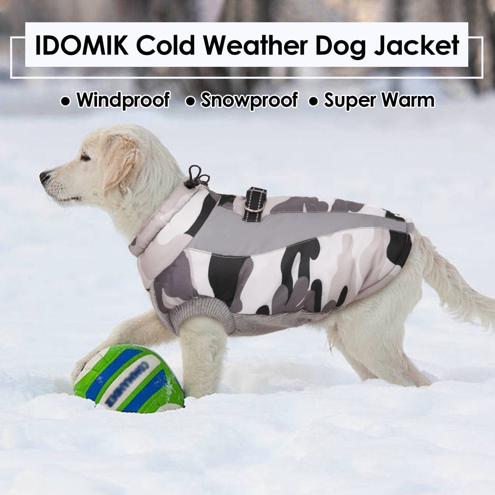 IDOMIK Warm Dog Winter Coat Cold Weather Dog Jacket Reflective Fleece Camouflage Dog Coat Outdoor Windproof Padded Vest for Small Medium Large Dogs Animals & Pet Supplies > Pet Supplies > Dog Supplies > Dog Apparel IDOMIK