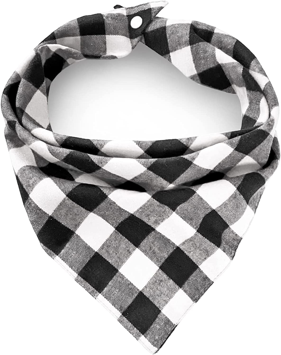 Christmas Plaid Dog Bandana with Button, Birthday Dual Layer Scarf Soft Cotton Triangle Bib Girls and Boys Kerchief Adjustable Accessories for Small Medium Large Extra Large Dog Puppy Pet Cat Animals & Pet Supplies > Pet Supplies > Dog Supplies > Dog Apparel C.C Xavier Black-White Large