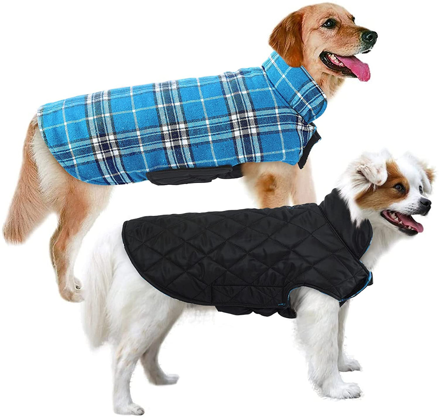 MIGOHI Dog Jackets for Winter Windproof Reversible Dog Coat for Cold Weather British Style Plaid Warm Dog Vest for Small Medium Large Dogs, Green XXL Animals & Pet Supplies > Pet Supplies > Dog Supplies > Dog Apparel MIGOHI Blue Medium