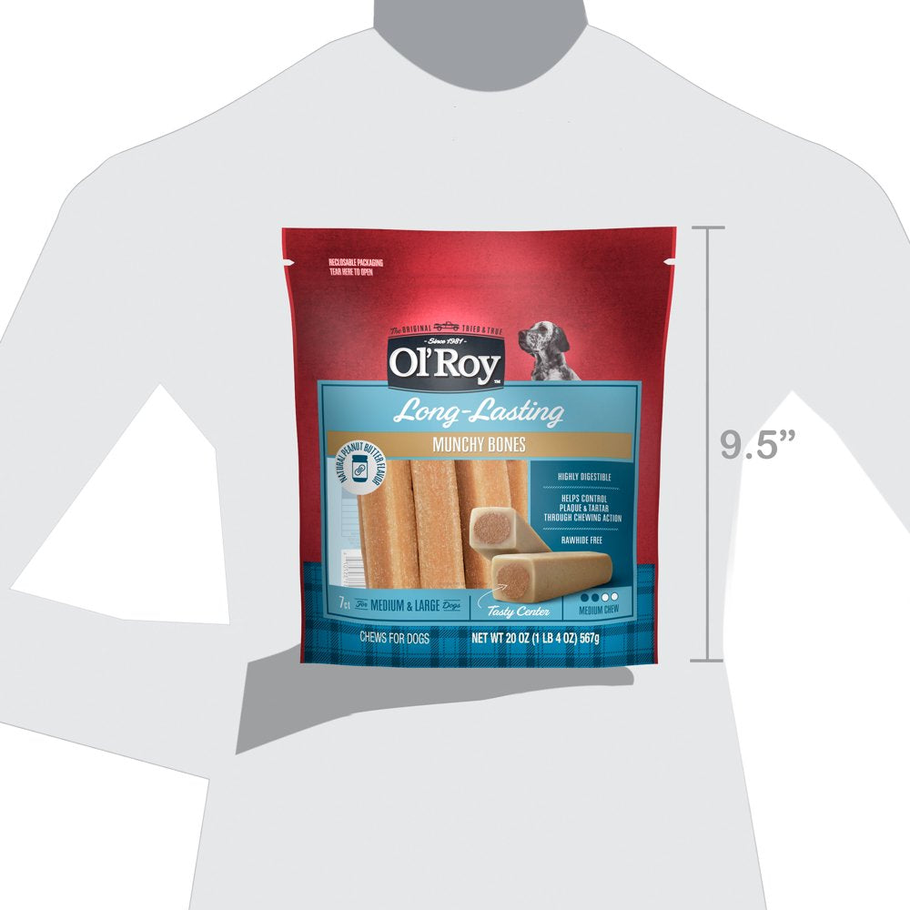 Ol' Roy Long-Lasting Natural Peanut Butter Flavor Munchy Bones Chews for Dogs, 7 Count, 20 Oz Animals & Pet Supplies > Pet Supplies > Dog Supplies > Dog Treats Wal-Mart Stores, Inc.