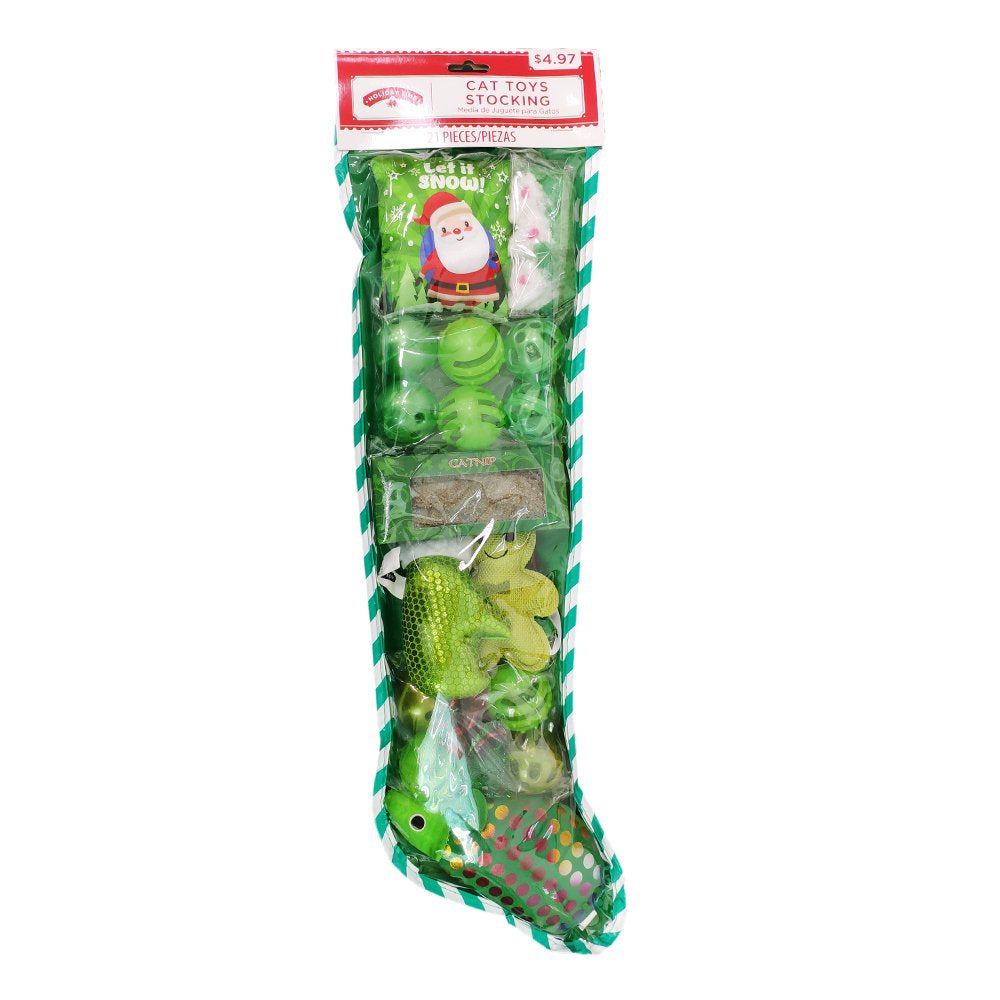 Holiday Time Cat Toys Stocking, 21 Pieces, Pink Animals & Pet Supplies > Pet Supplies > Cat Supplies > Cat Toys IMPORT-POLYTOYS INDUSTRIAL CO Green