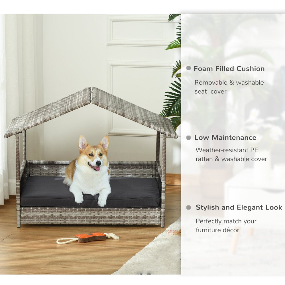 Walmeck Wicker Pet House Dog Bed for Indoor/Outdoor Rattan Furniture with Cushion Animals & Pet Supplies > Pet Supplies > Dog Supplies > Dog Houses Walmeck
