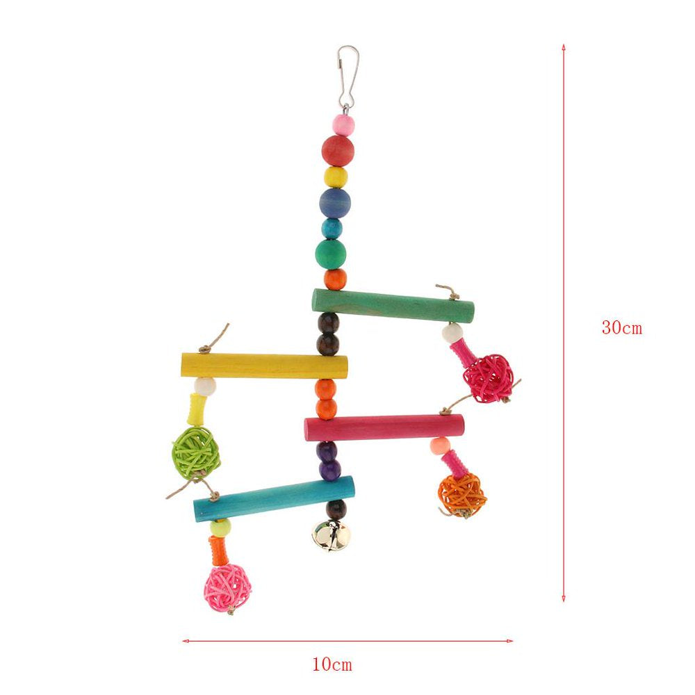 Bird Toy with Clip Revolving Perch Ladder Climbing Foraging Beads For Animals & Pet Supplies > Pet Supplies > Bird Supplies > Bird Ladders & Perches perfeclan