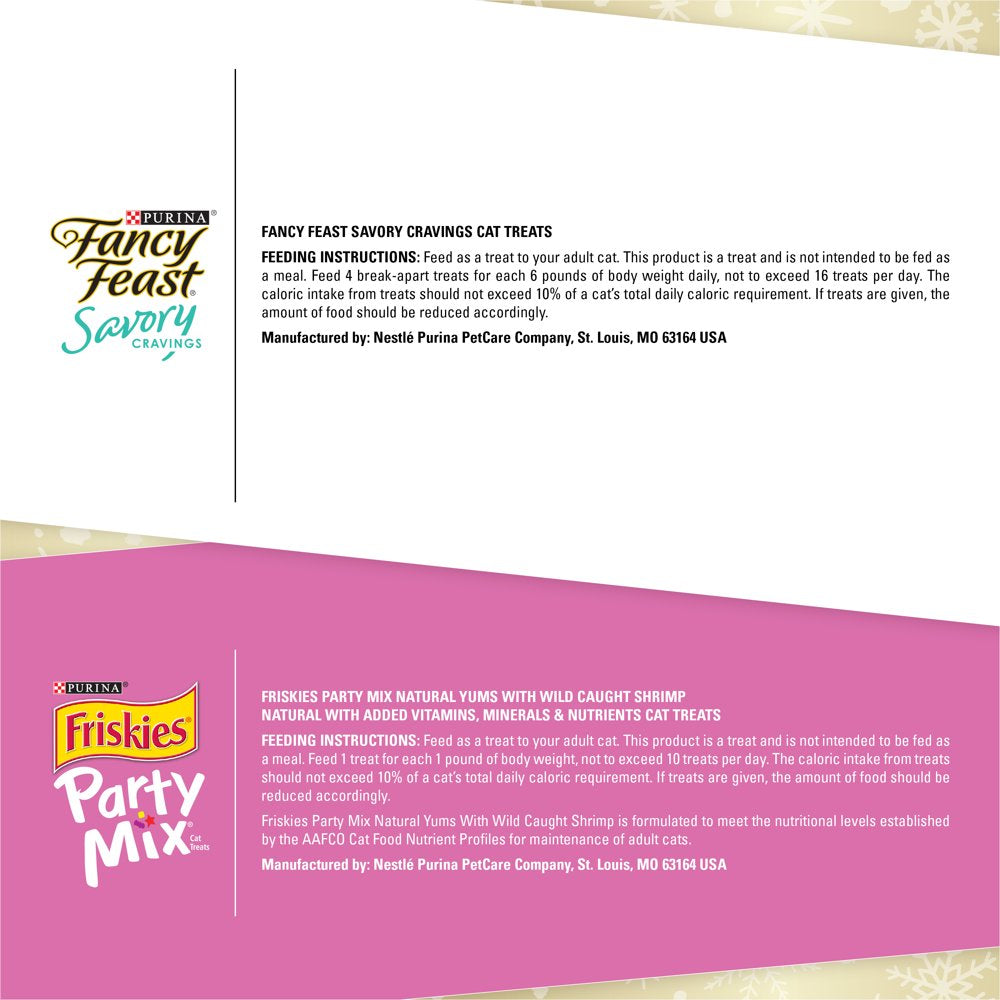 Holiday Cat Treats Variety Pack, Fancy Feast Savory Cravings & Friskies Party Mix Animals & Pet Supplies > Pet Supplies > Cat Supplies > Cat Treats Nestle Purina