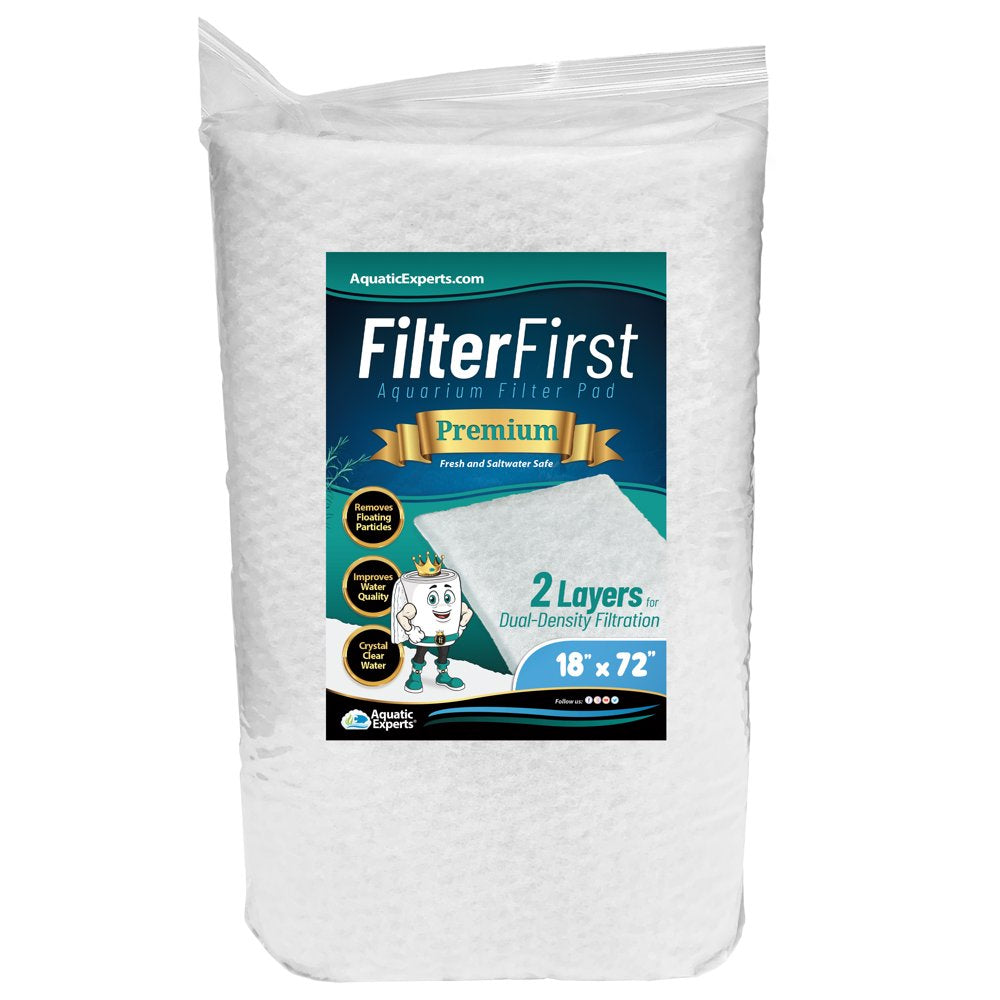 Aquatic Experts - Filterfirst Aquarium Filter Pad, Premium True Dual Density Filter Media Roll, 12'' by 72'' X .75'' Animals & Pet Supplies > Pet Supplies > Fish Supplies > Aquarium Filters Aquatic Experts 18" x 72" x 0.75"