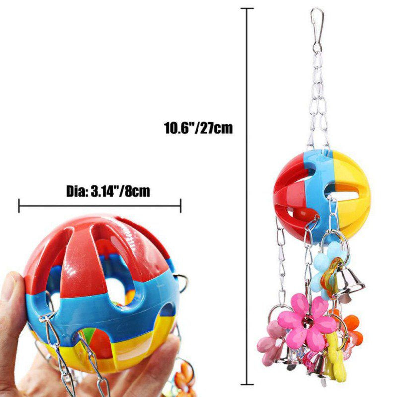 Bird Acrylic Chew Biting Parrot Toy Cage Colorful Hanging Bell Ball Toy with Bells for Parrot Bird Cage Accessries Animals & Pet Supplies > Pet Supplies > Bird Supplies > Bird Toys Ardorlove   