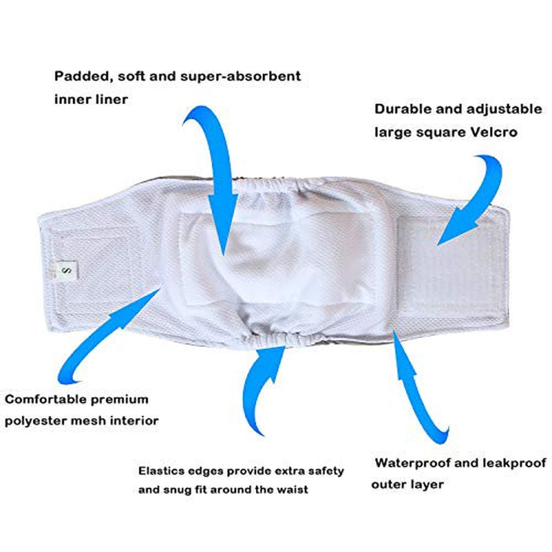 Teamoy Reusable Wrap Diapers for Male Dogs, Washable Puppy Belly Band Animals & Pet Supplies > Pet Supplies > Dog Supplies > Dog Diaper Pads & Liners Teamoy