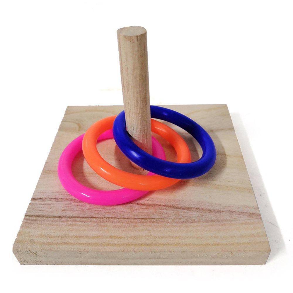 Papaba Bird Toy,Pet Bird Parrot Wooden Board Plastic Ring Training Loop Educational Chew Toy Animals & Pet Supplies > Pet Supplies > Bird Supplies > Bird Toys Papaba 3pcs Rings Wood Color