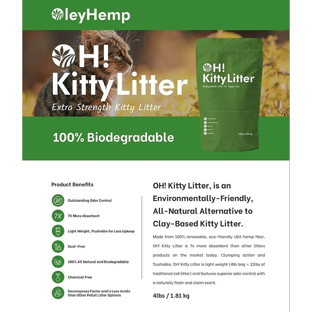 Oley Hemp OH! Hemp Kitty Cat Pet Animal Litter, 4 Pound Bag Animals & Pet Supplies > Pet Supplies > Cat Supplies > Cat Litter Oley Hemp