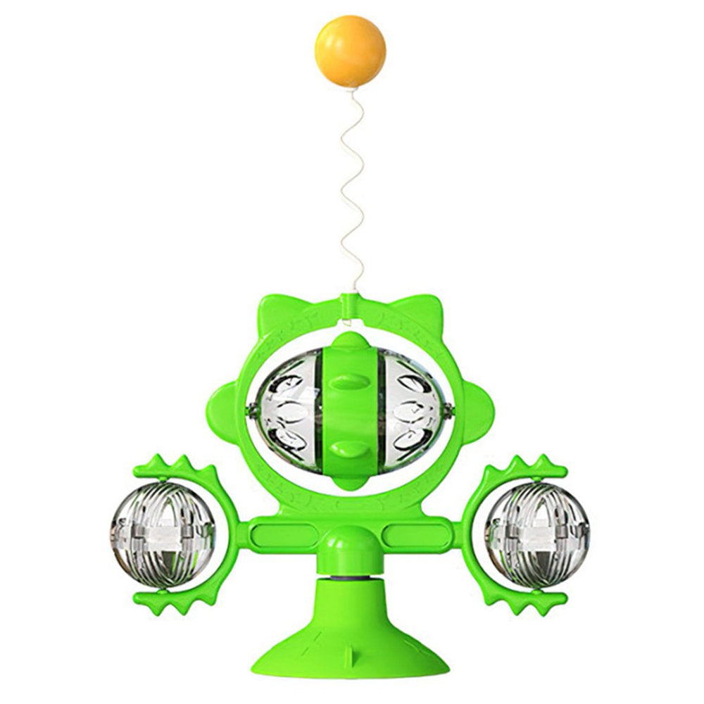 Cat Toy - Rotating Windmill Cat Toy with Catnip and Small Ball on Top Creative Three-In-One Suction Cup Cat Nip Toy for Cat Chew Exercise Animals & Pet Supplies > Pet Supplies > Cat Supplies > Cat Toys Warmfunn-CW-13 Green