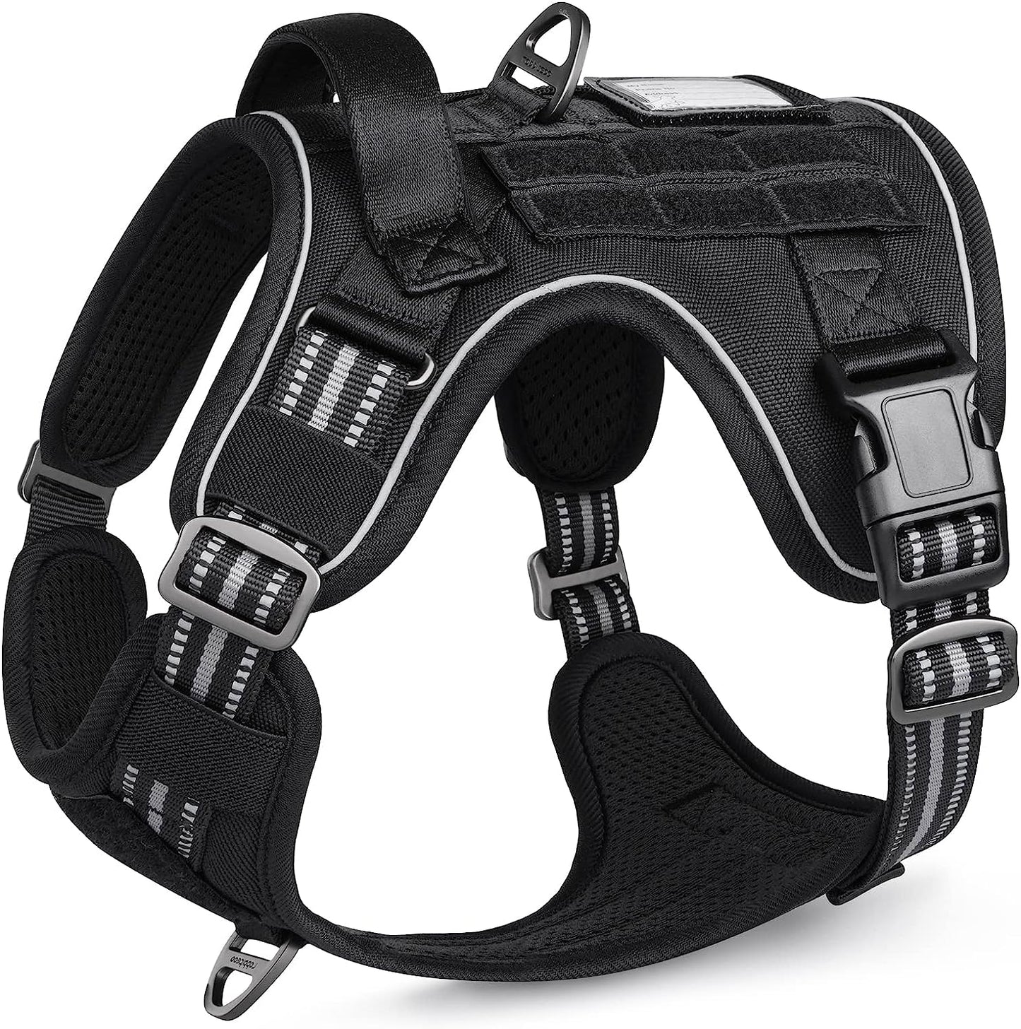 Rabbitgoo Tactical Dog Harness No Pull, Military Dog Vest Harness with Handle & Molle, Easy Control Service Dog Harness for Large Dogs Training Walking, Adjustable Reflective Pet Harness, Black, L Animals & Pet Supplies > Pet Supplies > Dog Supplies > Dog Apparel GLOBEGOU CO.,LTD Black Large 
