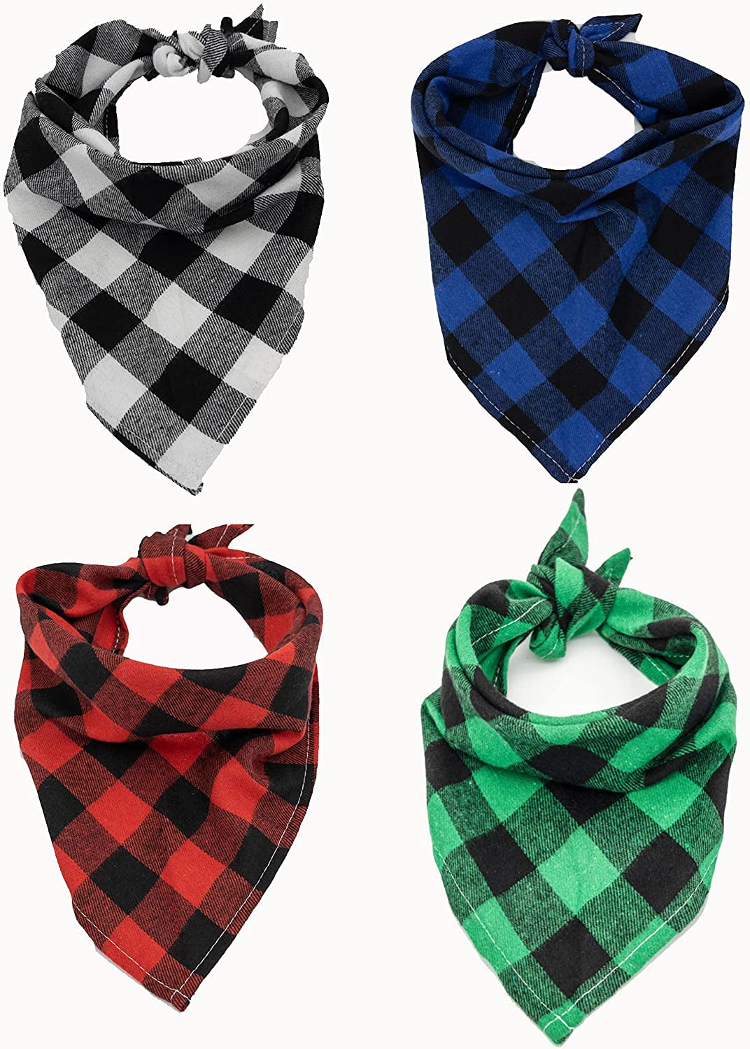 Dog Bandanas 4-Pack - Cotton Classic Plaid Triangle Dog Scarf Handkerchief Accessory, Adjustable Pet Bandana Ornament for Small, Medium, Large Dog Puppy Pets Animals & Pet Supplies > Pet Supplies > Dog Supplies > Dog Apparel NAIVELY