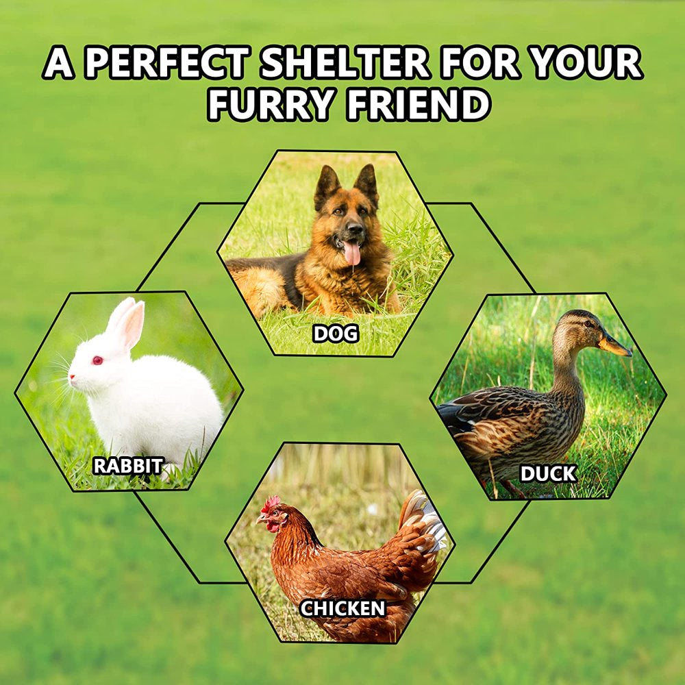 HITTITE Large Outdoor Dog Kennel, Heavy Duty Outdoor Fence Dog Cage, Anti-Rust Dog Pens Outdoor Dog Fence with Waterproof Uv-Resistant Cover and Secure Lock for Backyard 6.76'Lx6.76'Wx5.64'H Animals & Pet Supplies > Pet Supplies > Dog Supplies > Dog Kennels & Runs HITTITE