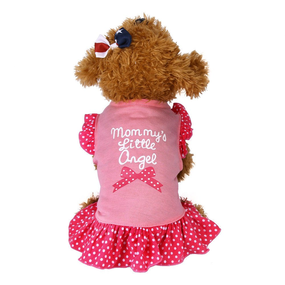Summer Cute Pet Puppy Small Dog Cat Pet Dress Apparel Clothes Fly Sleeve Dress Animals & Pet Supplies > Pet Supplies > Dog Supplies > Dog Apparel Duobla S Pink