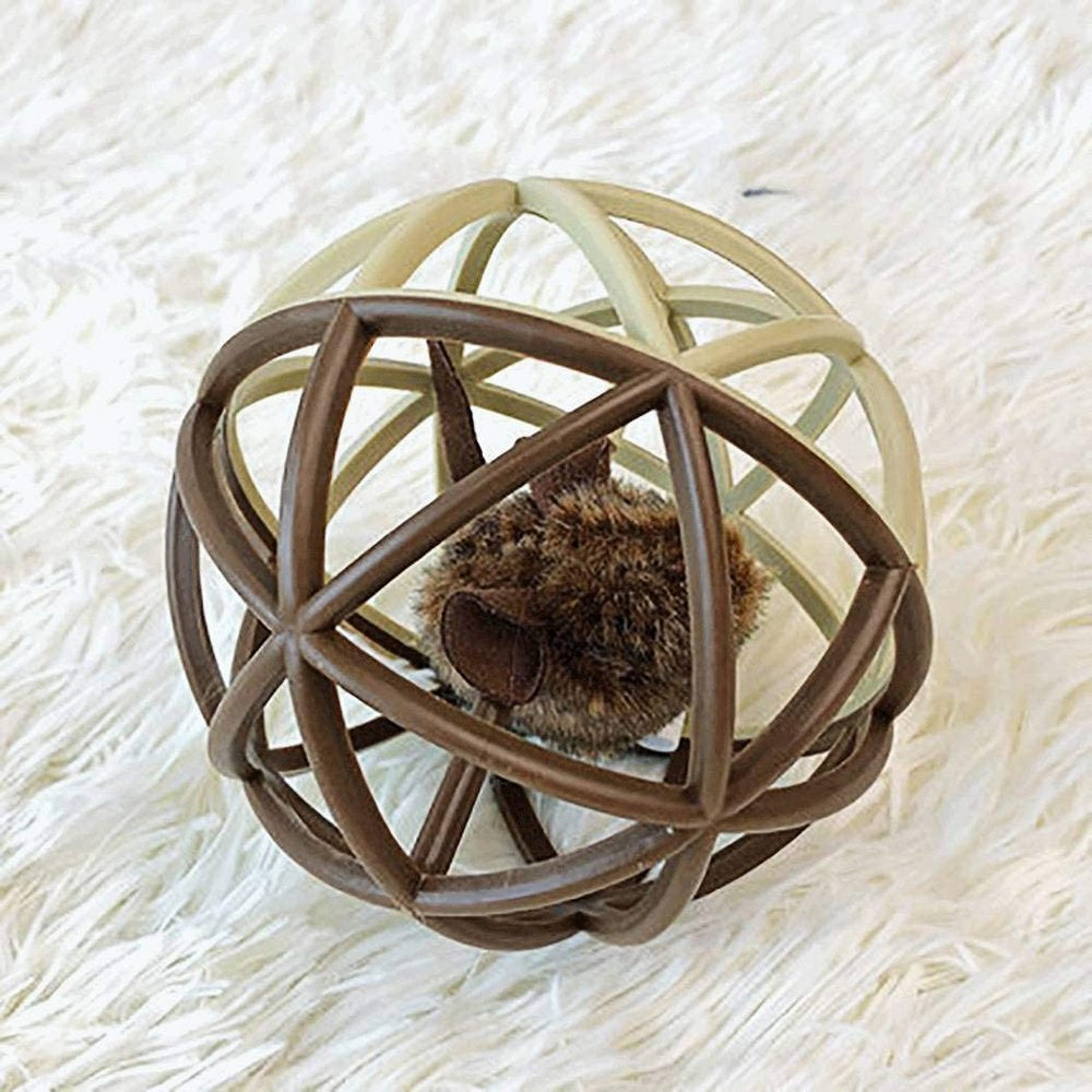 Carkira Cat Toy Ball Cage Plush Mouse Toy Simulation Mouse Sound Rollable Interactive Cat Toy Animals & Pet Supplies > Pet Supplies > Cat Supplies > Cat Toys Carkira