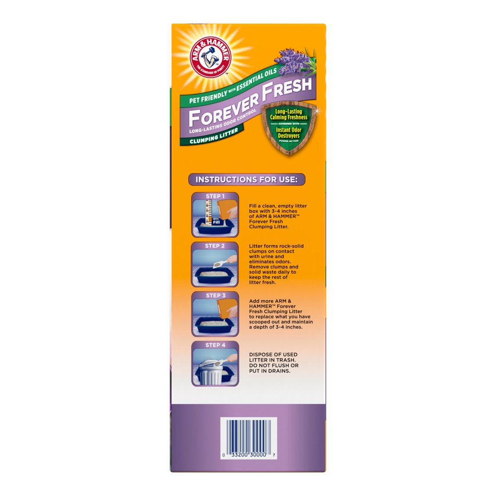 Arm & Hammer Forever Fresh Clumping Cat Litter Lavender, Multicat 20Lb, Pet Friendly with Essential Oils Animals & Pet Supplies > Pet Supplies > Cat Supplies > Cat Litter Church & Dwight Co., Inc.