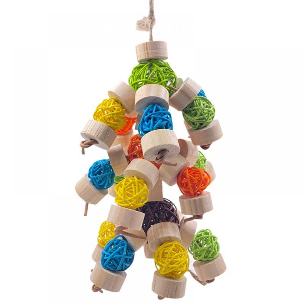 Bird Parrot Toy, Large Parrot Toy Natural Wooden Blocks Bird Chewing Toy Parrot Cage Bite Toy Suits for African Grey Cockatoos Parrots Ect Large Medium Parrot Birds Animals & Pet Supplies > Pet Supplies > Bird Supplies > Bird Toys Ardorlove L