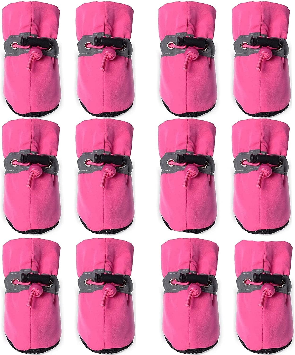 CALHNNA Dog Boots Puppy Paw Protectors Dog Snow Winter Booties with anti Slip Socks Cat Dog Shoes for Small Medium Dogs Animals & Pet Supplies > Pet Supplies > Dog Supplies > Dog Apparel CALHNNA Z-Pink-12pcs #SIZE-5(Width1.57")