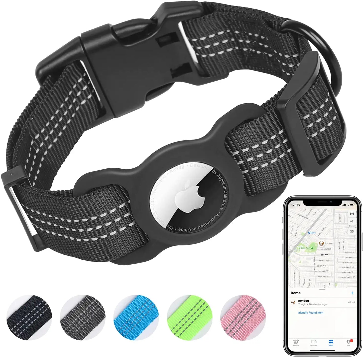 Airtag Dog Collar, Integrated Airtag Holder, for Iphone Positioning, Outdoor Activitiesanti-Lost, Reflective Apple Airtag Dog Collar, Sturdy and Durable, Dog Collar That Fits Most Dogs. (M, Black) Electronics > GPS Accessories > GPS Cases HoneyJar Black L (14'' - 19'')