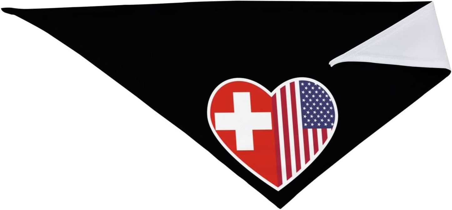 POOEDSO I Love America and Switzerland Pantone Dog Scarf Triangular Adjustable for Small Medium Large Cats Dogs Decoration Handkerchiefs Pet Birthday Party Gifts Animals & Pet Supplies > Pet Supplies > Dog Supplies > Dog Apparel POOEDSO