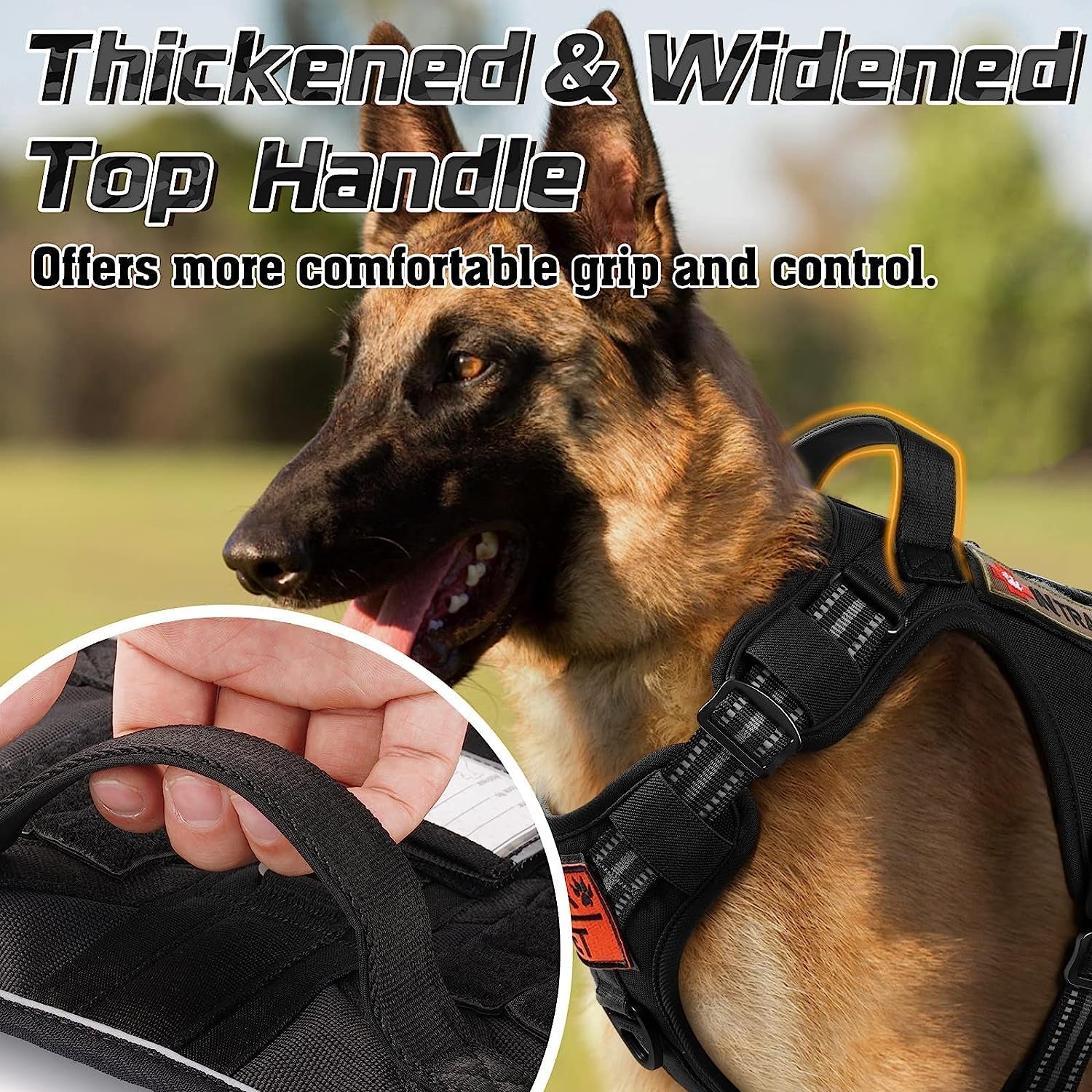 Rabbitgoo Tactical Dog Harness No Pull, Military Dog Vest Harness with Handle & Molle, Easy Control Service Dog Harness for Large Dogs Training Walking, Adjustable Reflective Pet Harness, Black, L Animals & Pet Supplies > Pet Supplies > Dog Supplies > Dog Apparel GLOBEGOU CO.,LTD   