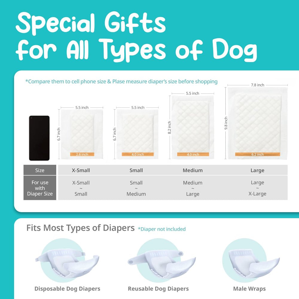Disposable Dog Diaper Liners Booster Pads for Male & Female Dogs, 100Ct, 4 Animals & Pet Supplies > Pet Supplies > Dog Supplies > Dog Diaper Pads & Liners Home Décor