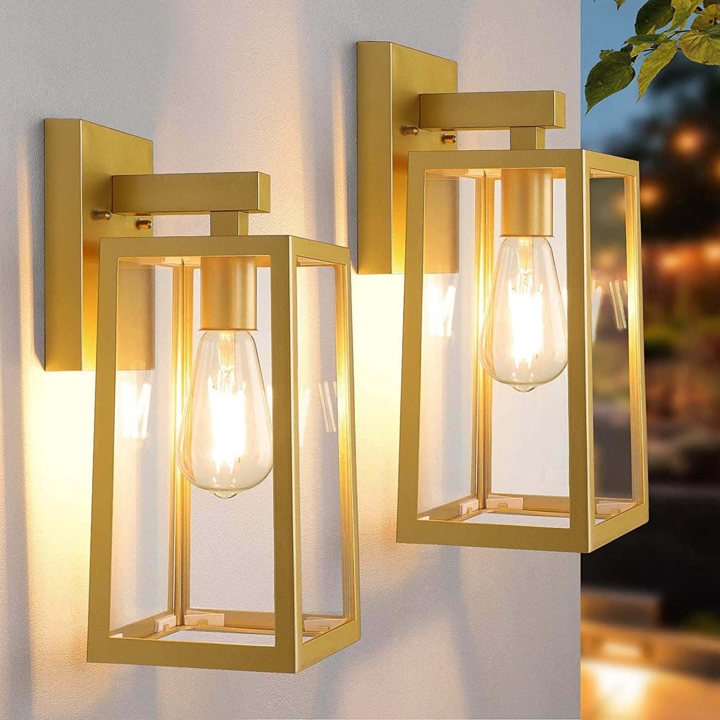 Maxvolador Outdoor Wall Sconce, Exterior Waterproof Wall Lantern Light Fixtures, Black Porch Lights with Toughened Glass Shade, Anti-Rust E26 Socket Front Door Wall Mount Lighting for Garage, 2 Pack Animals & Pet Supplies > Pet Supplies > Dog Supplies > Dog Apparel MAXvolador Gold