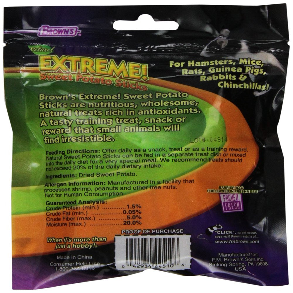 Brown'S Extreme! Sweet Potato Sticks Animals & Pet Supplies > Pet Supplies > Small Animal Supplies > Small Animal Food F.M.Brown's