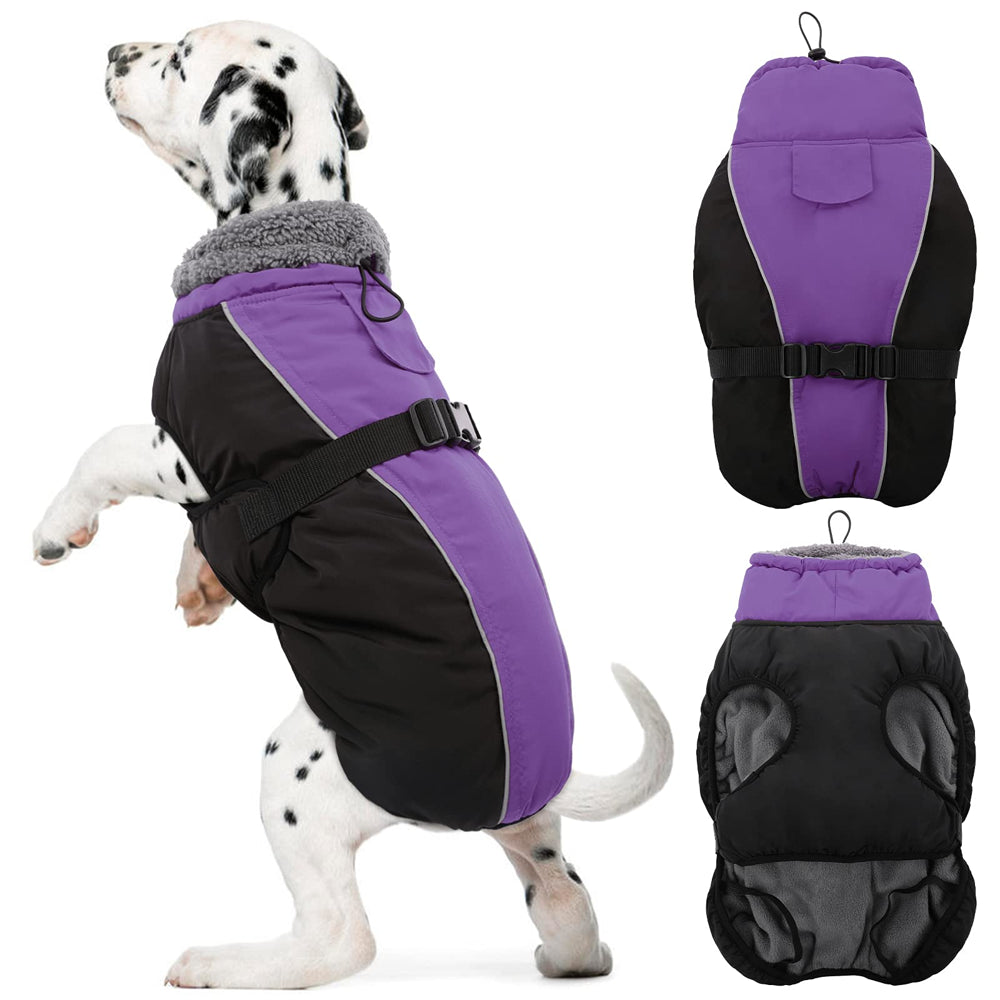 ROZKITCH Winter Warm Dog Coat Windproof Cozy Dog Jacket Cold Weather Thick Fleece Vest Water Repellent Apparel with Harness/Leash Hole & Reflective for Outdoor Small Medium Large Dogs Animals & Pet Supplies > Pet Supplies > Dog Supplies > Dog Apparel ROZKITCH XXXL