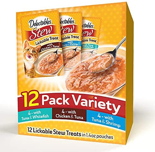 Hartz Delectables Stew Lickable Wet Cat Treats for Adult & Senior Cats, Variety Pack, 12 Count Animals & Pet Supplies > Pet Supplies > Cat Supplies > Cat Treats Bolanlay LLC   