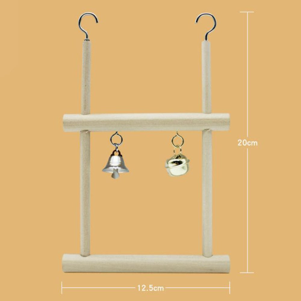 SPRING PARK Wood Perch Toy with Bell for Bird Parrot Parakeet Cockatiel Conure Cockatoo African Grey Macaw Eclectus Lovebird Finch Canary Budgie Cage Stand Swing Animals & Pet Supplies > Pet Supplies > Bird Supplies > Bird Toys SPRING PARK