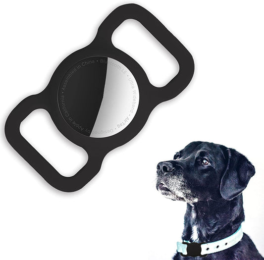 Protective Case Compatible for Apple Airtag 2021, 1 Pack Soft Silicone Dog Cat Collar Pet Loop Air Tag Holder Accessories, Lightweight Anti-Scratch Anti-Lost Shockproof(Black 1Pack) Electronics > GPS Accessories > GPS Cases Enspito   