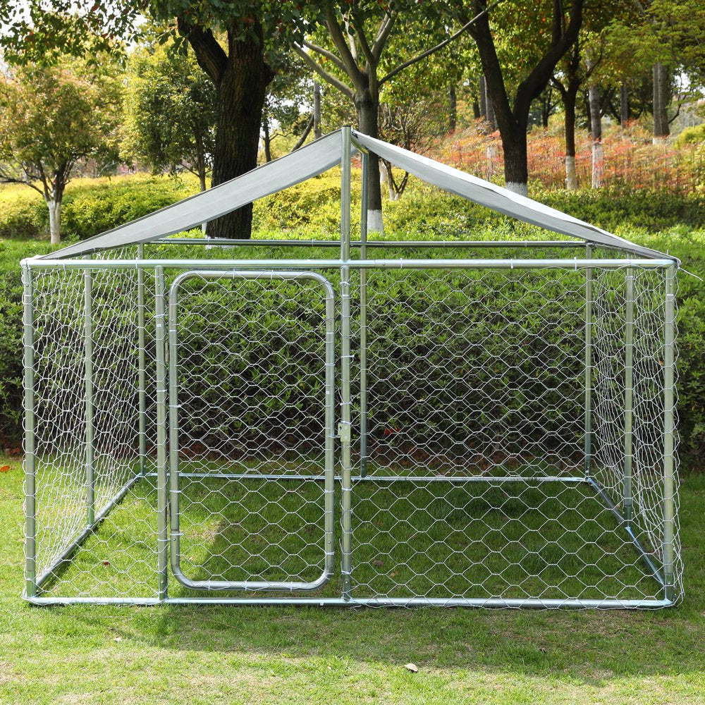 LVUYOYO Outdoor Heavy Duty Dog House Dog Kennel with Water Resistant Cover Dog Cage Pet Resort Steel Fence with Mesh Sidewalls Secure Lock Animals & Pet Supplies > Pet Supplies > Dog Supplies > Dog Kennels & Runs LVUYOYO