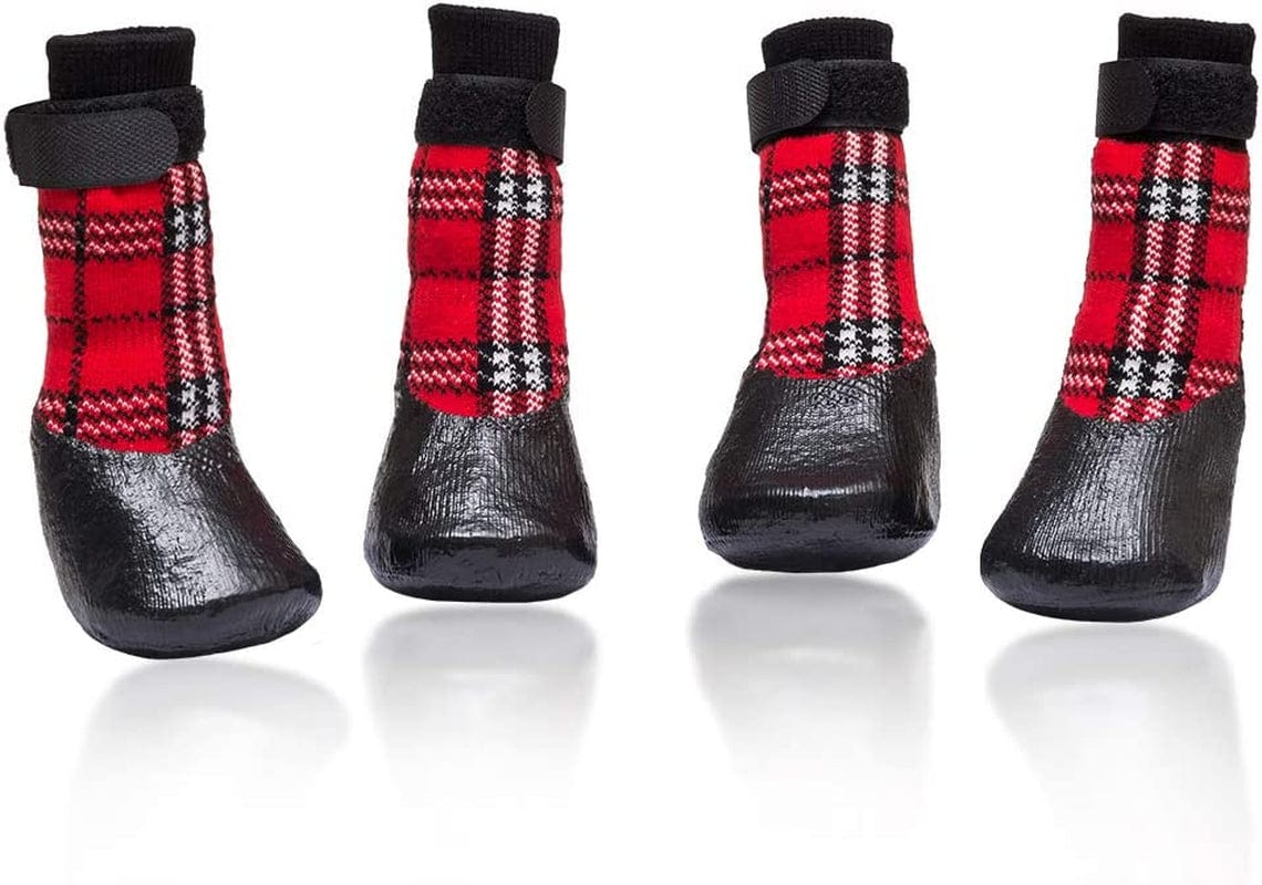 CHOLEGIFT Anti-Slip Plaid Dog Socks Shoes with Straps for Traction Control, Waterproof Pet Paw Shoes Boots Protector for Indoor Outdoor Wear for Medium to Large Dogs Animals & Pet Supplies > Pet Supplies > Dog Supplies > Dog Apparel CHOLEGIFT