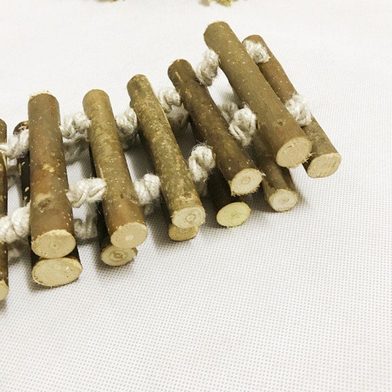 Clearance! Natural Parrot Toys Hanging Bell Pet Bird Cage Hammock Swing Climbing Ladders Naturals Wooden Ladder Bird Toy Flexible Bridge Swing Ladder for Parrots Pet Training Animals & Pet Supplies > Pet Supplies > Bird Supplies > Bird Toys EleaEleanor