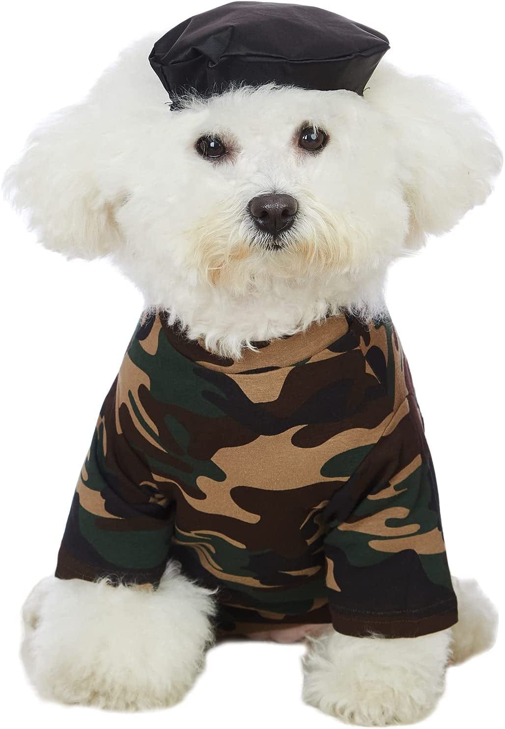 Coomour Artist Dog Costume with Funny Hat Painter Pet Clothes for Small Dog Shirts Puppy Summer T-Shirt (XL) Animals & Pet Supplies > Pet Supplies > Dog Supplies > Dog Apparel Coomour Camouflage Large (11-14lb)