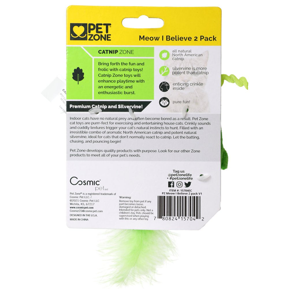 Pet Zone Meow I Believe Plush Catnip Filled Cat Toys for Cats and Kittens, 2 Pack Animals & Pet Supplies > Pet Supplies > Cat Supplies > Cat Toys Our Pets