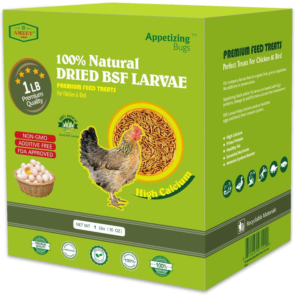 Black Soldier Fly Larvae 2 Lb - Dried Mealworms 2 Lbs - 100% Natural BSF Larvae - 85X More High Calcium Perfect for Chickens, Birds, Reptiles, Hedgehog, Geckos, Turtles Animals & Pet Supplies > Pet Supplies > Bird Supplies > Bird Treats Amzey 1 lbs