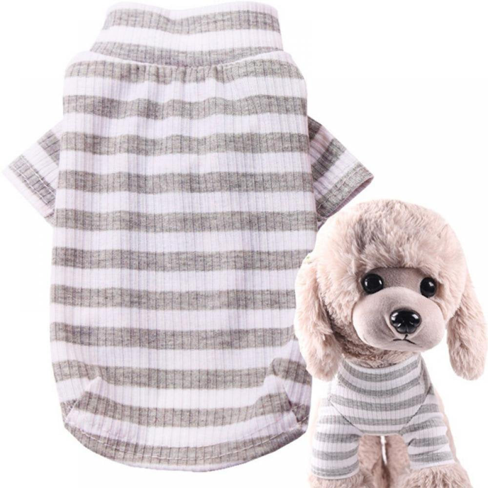 Pet Clothes Dog Shirt Stripe Knitted Shirt Turtleneck Doggy Pet Apparel for Small, Medium Dogs Animals & Pet Supplies > Pet Supplies > Dog Supplies > Dog Apparel CN S Gray