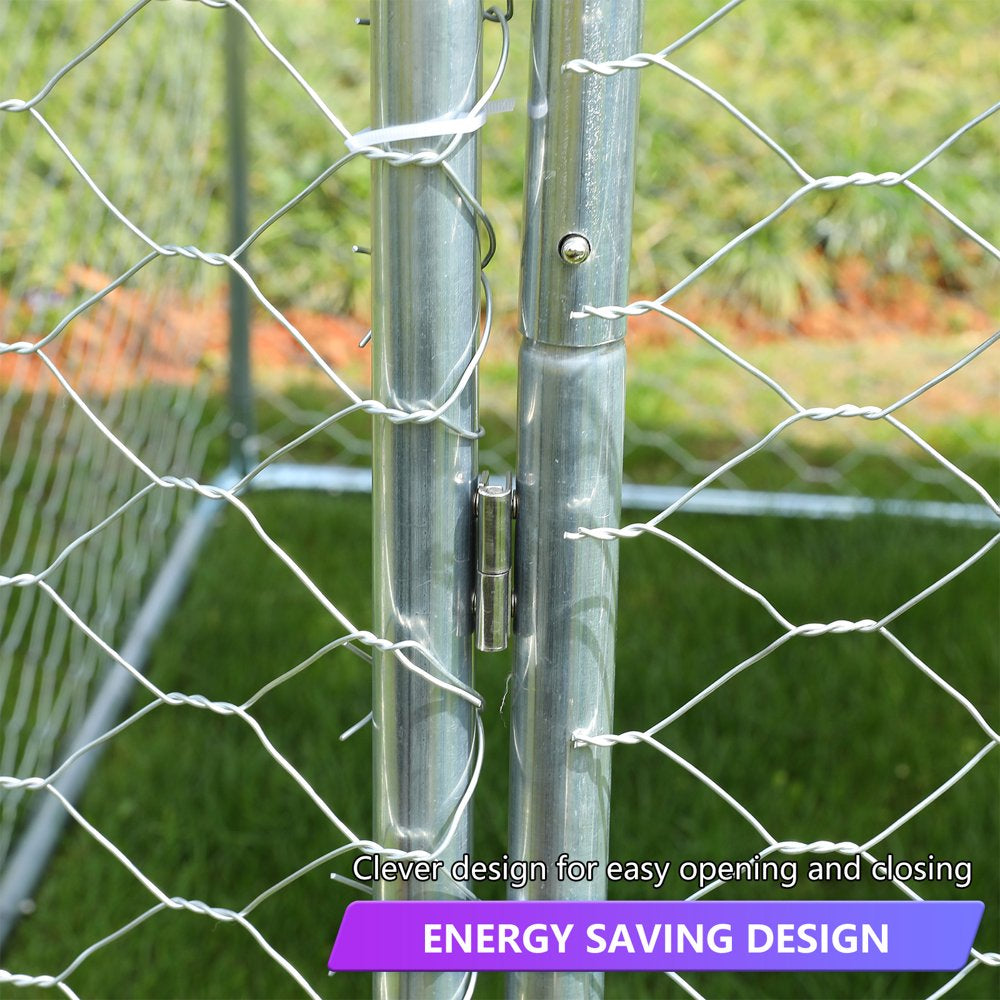 Dog Kennel Dog Fence Outdoor Metal Dog Cage outside Dog Run House Pet Enclosure Fencing with Water-Resistant Cover Roof Backyard Dog Play Pen Animals & Pet Supplies > Pet Supplies > Dog Supplies > Dog Kennels & Runs LVUYOYO