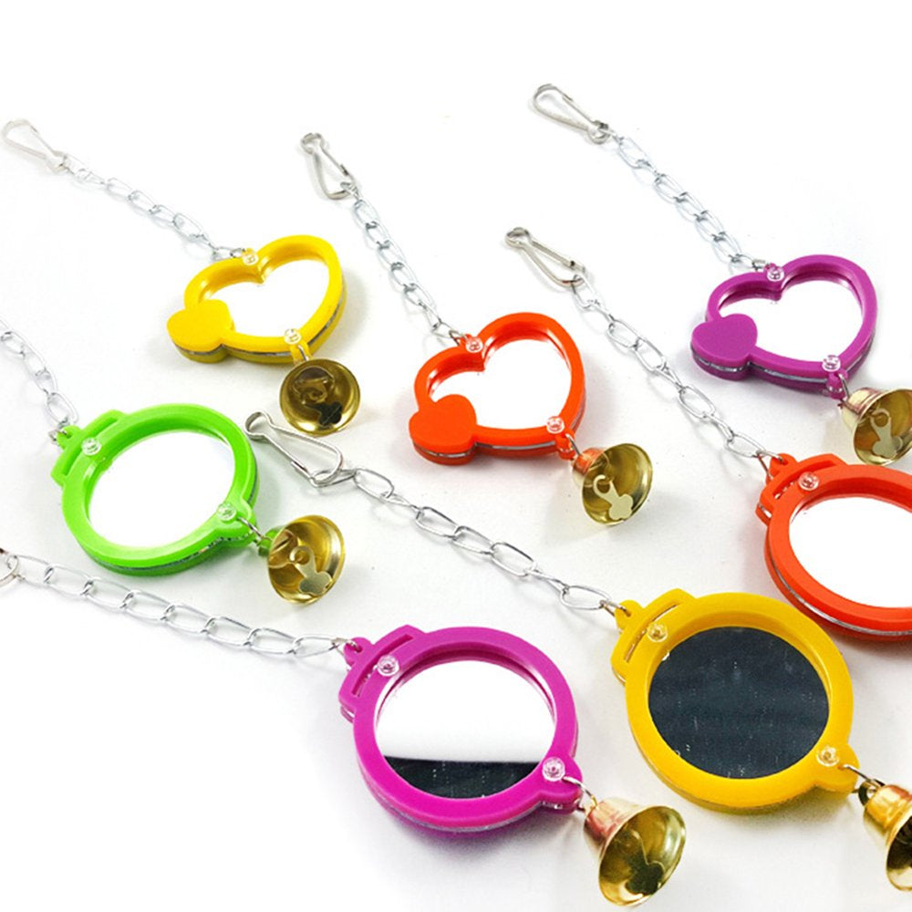 SPRING PARK Pet Bird round Heart Shape Mirror with Bell Interactive Parrot Toy Bird Cage Mirror for Cockatiel Parakeets Canaries Budgie Animals & Pet Supplies > Pet Supplies > Bird Supplies > Bird Toys SPRING PARK