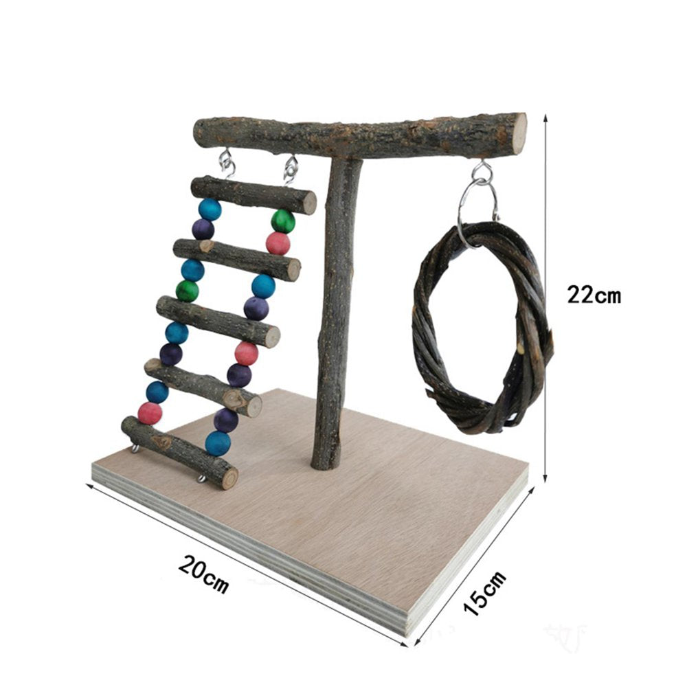 Pet Bird Playstand, Parrot Playground Toy, Wood Perch, Play Ladder, Gym Exercise Platform, for Macaws Parakeet Cockatiel Finches 32X29X26Cm Animals & Pet Supplies > Pet Supplies > Bird Supplies > Bird Ladders & Perches DYNWAVE