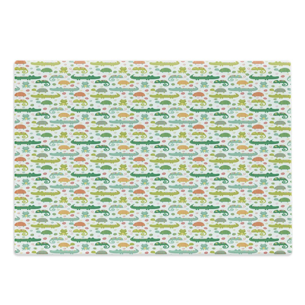 Cartoon Cutting Board, Nursery Themed Reptile and Amphibian Animals Pattern Frog Gator Turtle, Decorative Tempered Glass Cutting and Serving Board, in 3 Sizes, by Ambesonne Animals & Pet Supplies > Pet Supplies > Reptile & Amphibian Supplies > Reptile & Amphibian Food Kozmos L