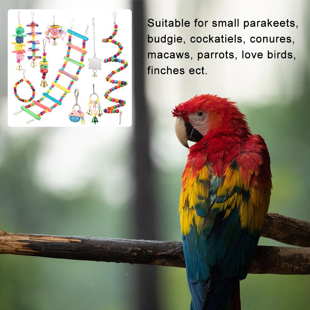 Miuline 10Pcs Parrot Toys Metal Rope Small Ladder Stand Budgie Cockatiel Cage Bird Set Animals & Pet Supplies > Pet Supplies > Bird Supplies > Bird Toys Miuline