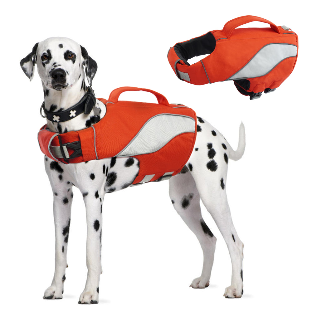 Kuoser Dog Life Jacket Pet Ripstop Life Vest with Reflective Stripes High Flotation Dog Swimming Training Suit Adjustable Lifesaver Vest for Small Medium and Large Dogs Animals & Pet Supplies > Pet Supplies > Dog Supplies > Dog Apparel Kuoser XL Red