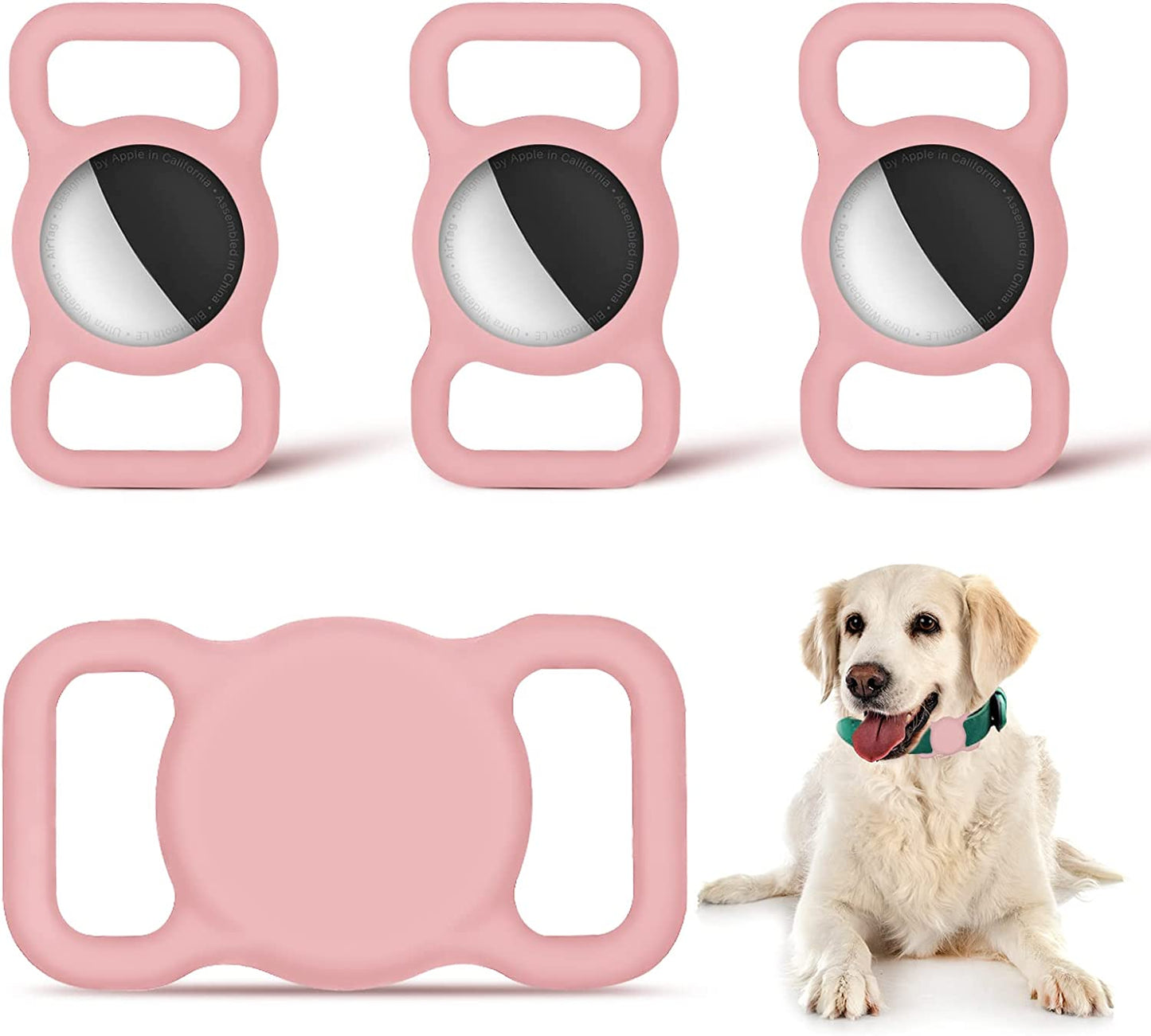 Case for Airtag Dog Collar Holder, Airtag Holder Silicone Non-Shake Protective Cover for Dog Cat Pet Loop Collar, School Bag Strap Band, Compatible with Apple Airtag Case for Dog Collar (Blue-2Pack) Electronics > GPS Accessories > GPS Cases D DOMISOL Pink 4 pack 