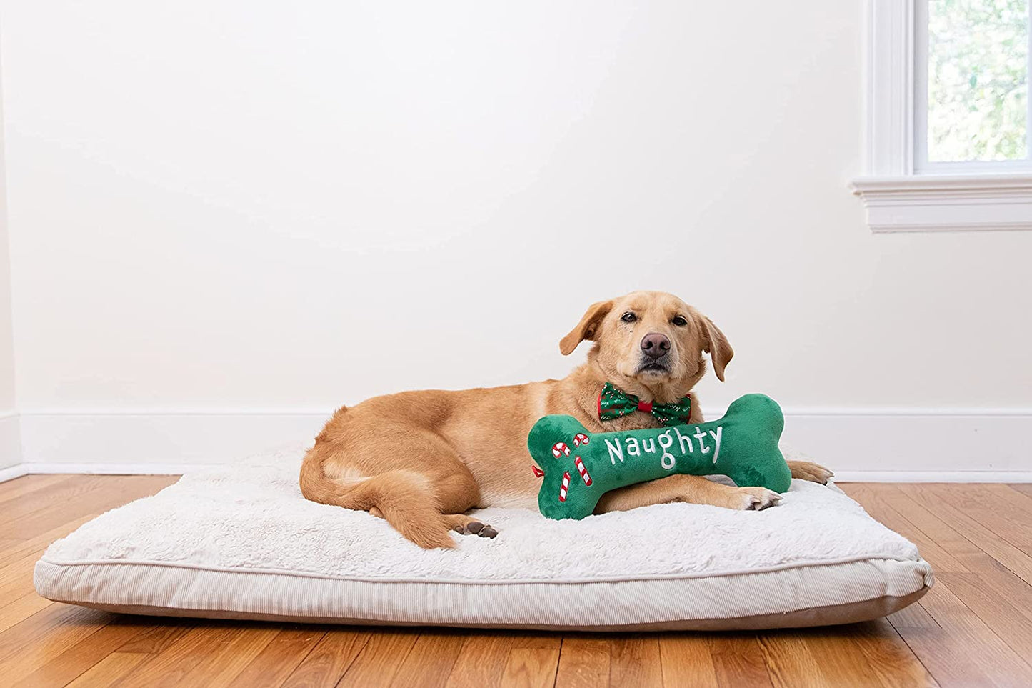 H&K Bow Tie for Pets | Naughty & Nice (Extra-Large) | Christmas Holiday Velcro Bow Tie Collar Attachment | Fun Bow Ties for Dogs & Cats | Cute, Comfortable, and Durable | Huxley & Kent Bow Tie Animals & Pet Supplies > Pet Supplies > Dog Supplies > Dog Apparel Huxley & Kent