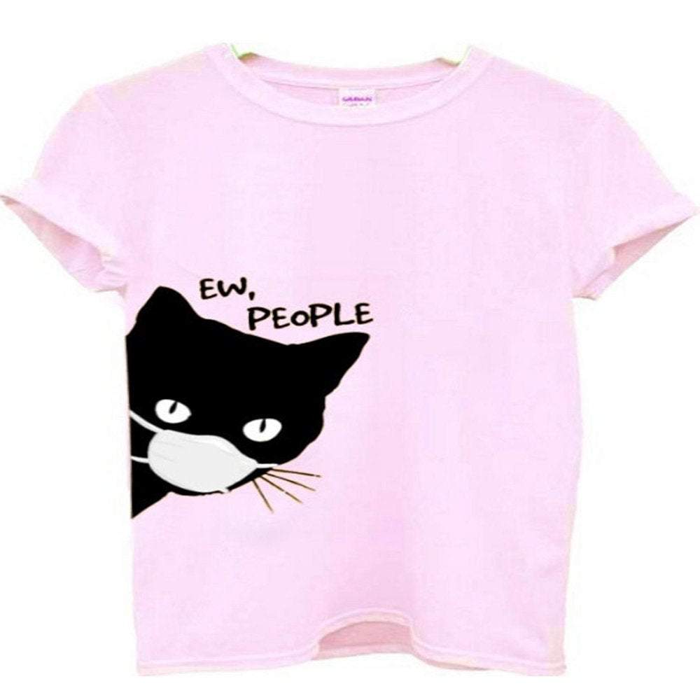 NGMQ Summer Cat Print Women Stylish T-Shirt Animals & Pet Supplies > Pet Supplies > Cat Supplies > Cat Apparel NGMQ Pink XL